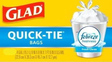 Glad Quick - Tie Trash Bags with Gain Original Scent  1 Box - 20 Small Bags