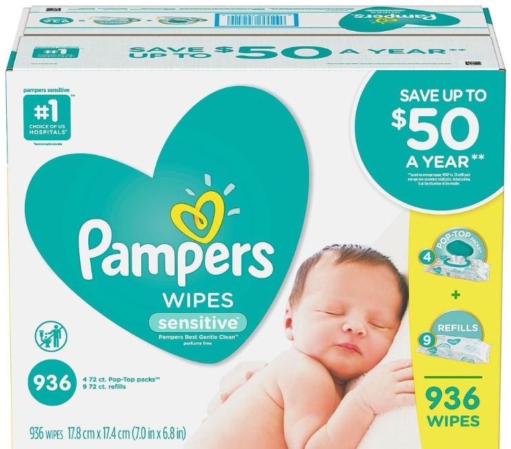 Pampers Sensitive Wet Wipes, case of 13, 72 ct packs