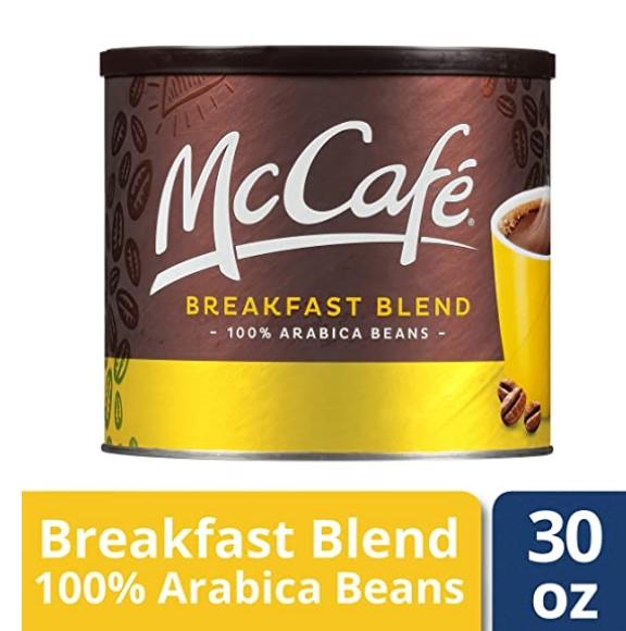 McCafe Breakfast Blend 100% Arabica Beans Light Roast Ground Coffee, 30 oz