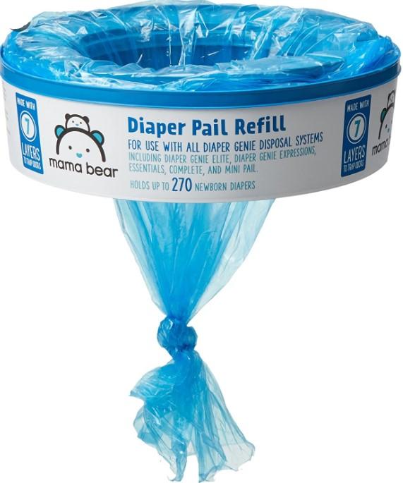 Mama Bear Diaper Pail Refills for Diaper Genie Pails Holds Up To 270 Newborn Diapers