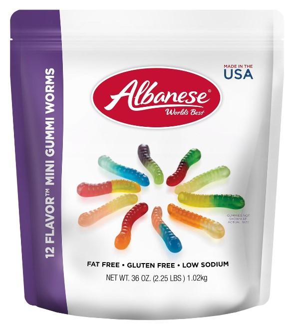 Albanese 12 Flavors Gummi Worms Gluten Free 36 oz