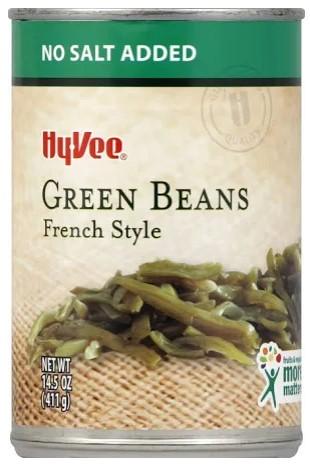 Hyvee French Style Green Beans No Salt Added 14.5 oz