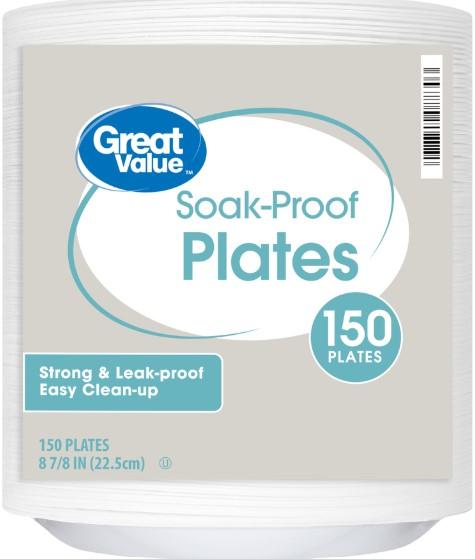 Great Value Soak-Proof Foam Plates 8 7/8 in 150 ct