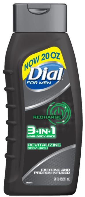 Dial For Men Recharge 3 in 1 Hair- Body-Face Revitalize Body Wash  20fl oz