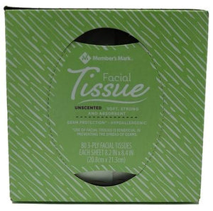 Member's Mark 3-ply Unscented Facial Tissue Square Box