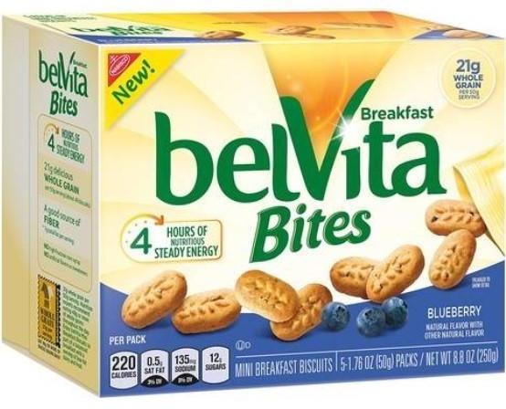 BelVita Breakfast Biscuit Bites, Blueberry, 5 packs