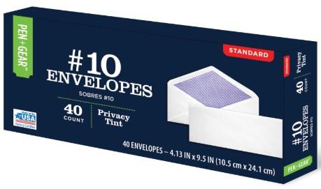 Pen + Gear #10 Privacy Tint Business Envelope, 40 ct