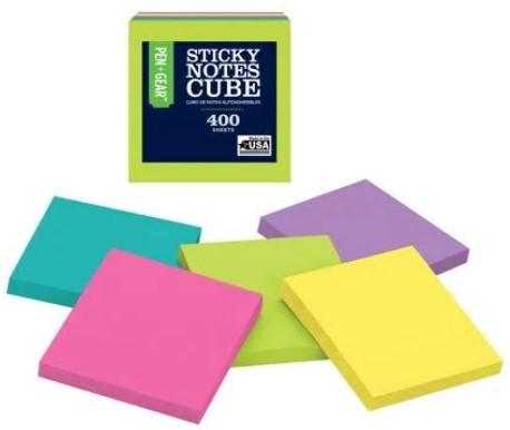 Pen + Gear Sticky Notes 3x3 Cube, 400 sheets