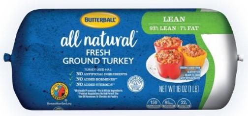 Butterball All Natural Fresh 93/7 Ground Turkey Roll - 1lb