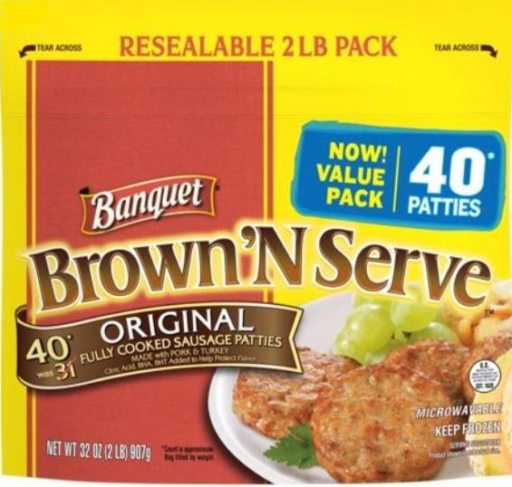 Banquet Fully Cooked Brown'N Serve Original Sausage Patties 32oz