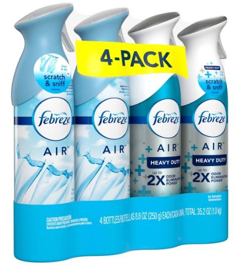 Febreze Air Refresher Linen & Sky + Heavy Duty Crisp Clean Scent 4 Pack