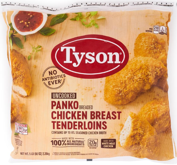 Tyson Panko Chicken Breast Tenderloins 5lb