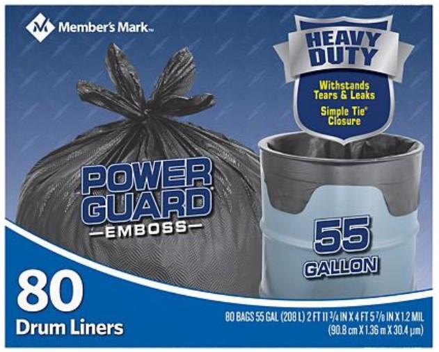 Member's Mark Heavy Duty Power Guard Emboss 55 Gallon Drum Liners