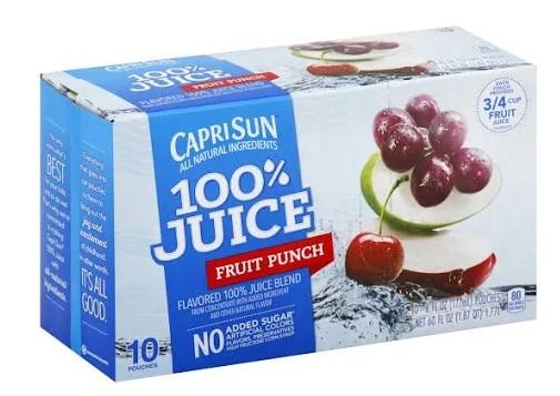 Capri Sun 100% Fruit Punch Juice Drink Pouches  6 fl oz x 10