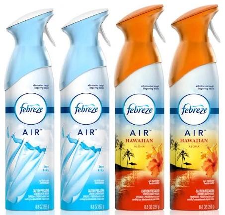 Febreze Air Refresher Hawaiian Aloha  & Heavy Duty  Crisp Clean Scent 4-Pack