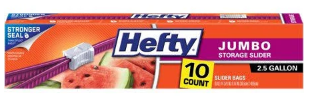 Hefty Jumbo 2.5 Gallon Storage Slider Bags