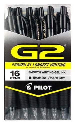 Pilot G2 Retractable Roller Ball Gel Pens, Black or Blue Ink