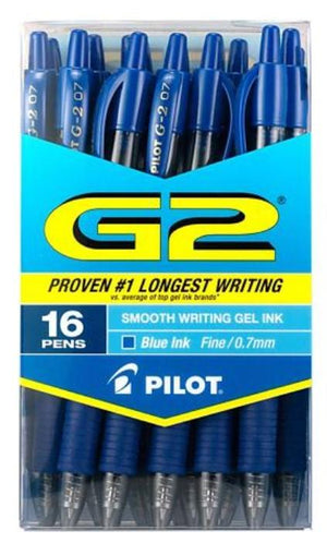 Pilot G2 Retractable Roller Ball Gel Pens, Black or Blue Ink