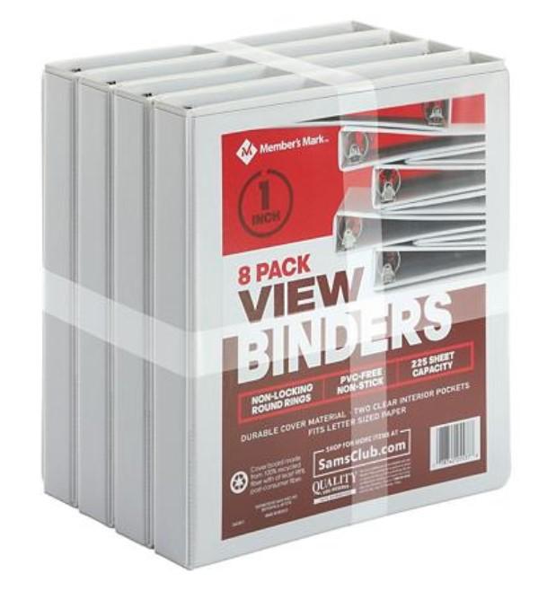 Member's Mark 1" Round-Ring View Binders, White (8 pk.)