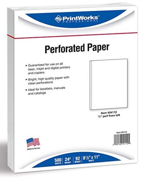 Printworks Professional Perforated Sheets, 24 lb. Premium Bond Copy Paper