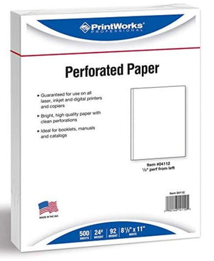 Printworks Professional Perforated Sheets, 24 lb. Premium Bond Copy Paper