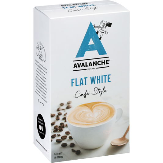 Avalanche Cafe Style Sachets Flat White 10pk 140g