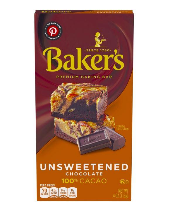 Baker's Premium Baking Bar Unsweetened Chocolate 100% Cacao