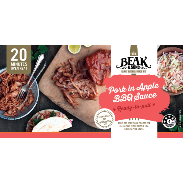 Beak & Sons Pulled Pork in Apple BBQ Sauce 600gm