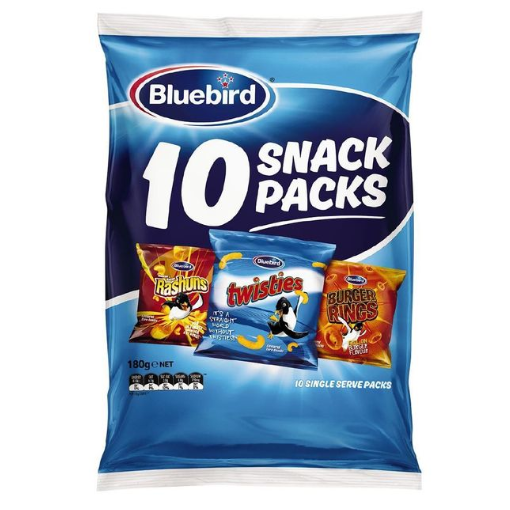 Bluebird Twisties, Rashuns & BurgerRings Snack Pack 180g 10pk