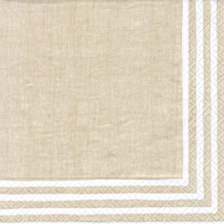 Napkin Lunch Caspari Stripe Border Natural