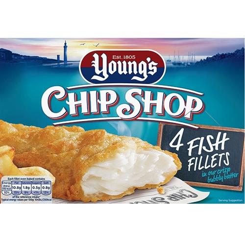 Youngs Chip Shop Fish Fillets 4pk/400gm