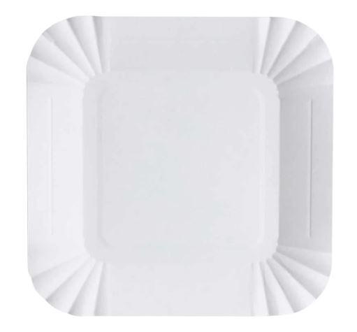 White Snack Plates - Square, coated 250pk