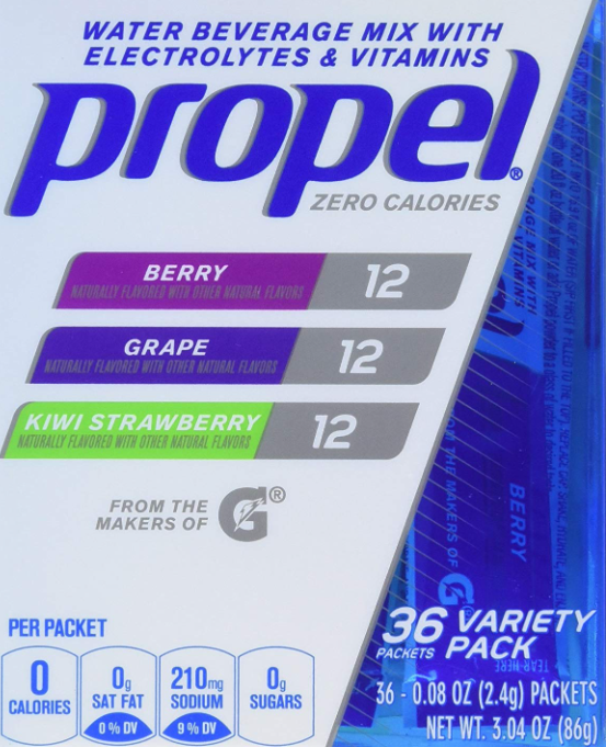 Propel Water Beverage Powder Mix Variety Pack, 36 Pkgs/.08 oz