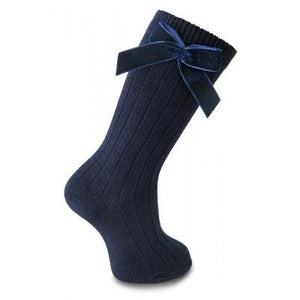 Carlomagno Ribbed Bow Knee High Sock pr