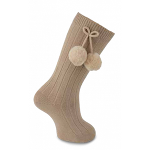 Carlomagno 2341 Ribbed Pompom Kneehigh Sock pr