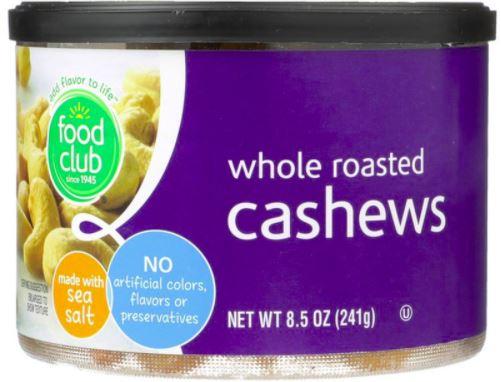 Food Club Whole Cashews 8.5oz