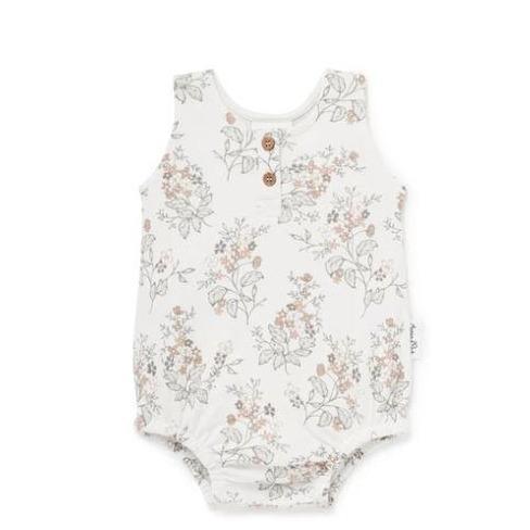 Aster & Oak White Alyssum Floral Bubble Romper Size 00 ea