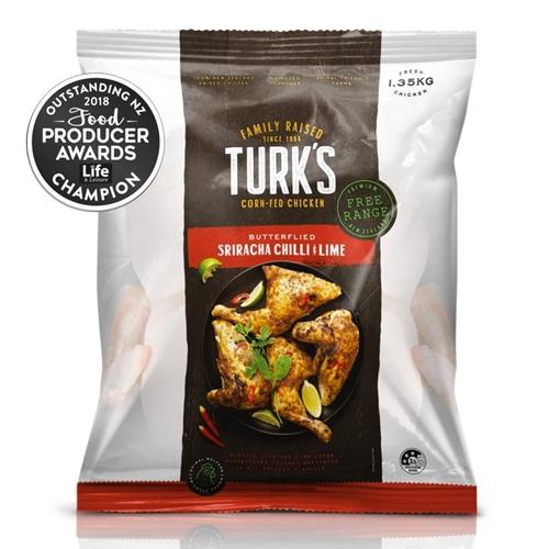 Turks Free Range Butterflied Whole Chicken 1.35kg - Sriracha Chilli & Lime