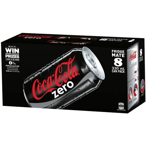 Coke Soft Drink Cans Zero - 8pk 330ml