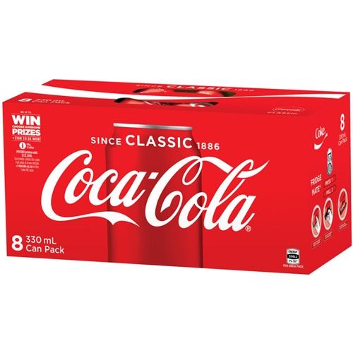 Coke Soft Drink Cans Classic - 8pk 330ml