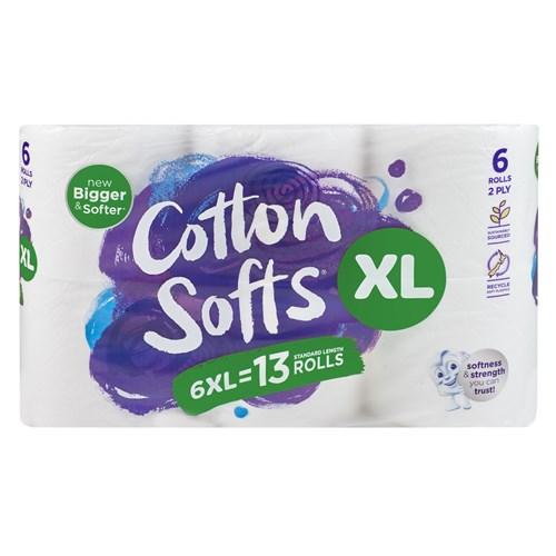 Cotton Softs Toilet Paper 6pk White Extra Long