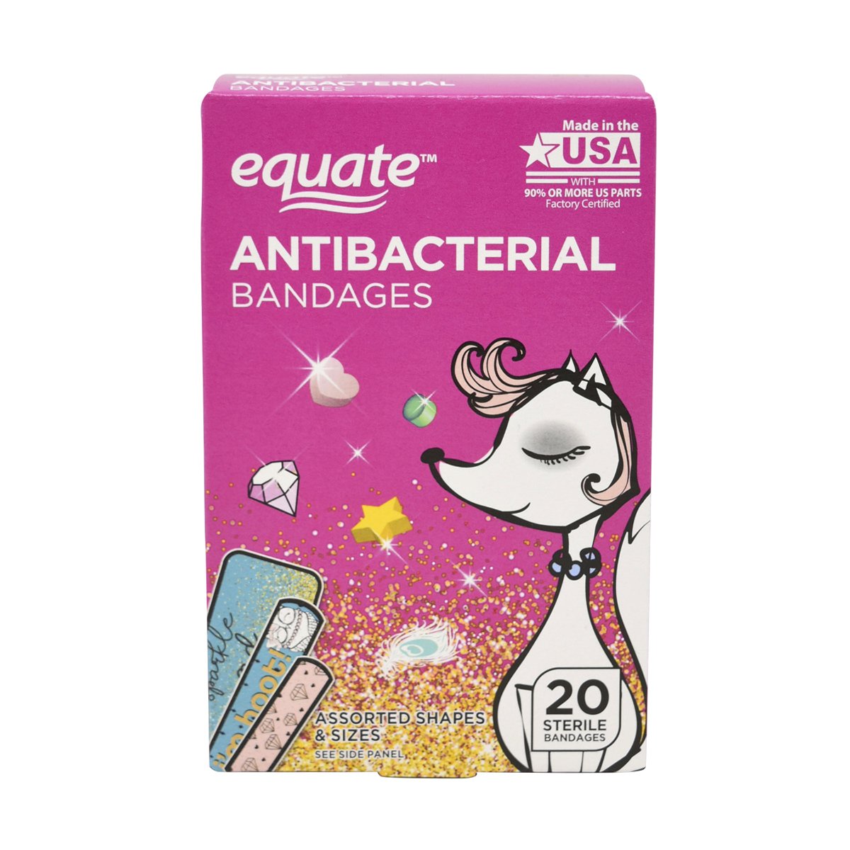 Equate Antibacterial Bandages Assorted Shapes & Sizes