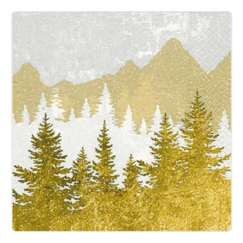 Paper + Design Forest Silhouette Gold 33cmx33cm Napkins 20ct