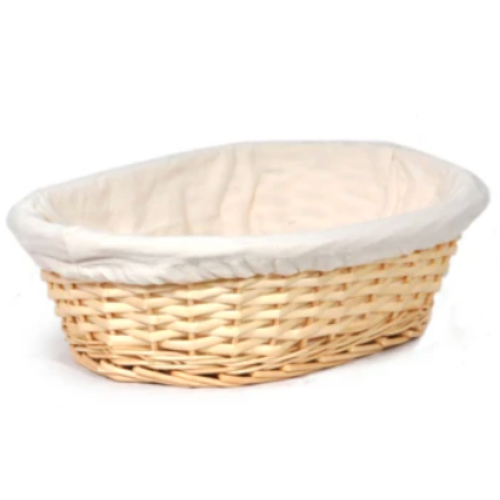 Large Oval Basket with Cloth  Liner Natural