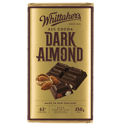 Whittakers Dark Almond Chocolate Block 250g