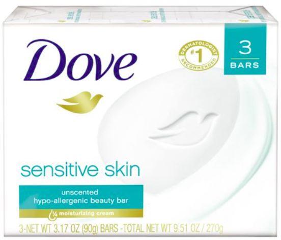 Dove Sensitive Skin Fragrance Free Bar Soap 3ct