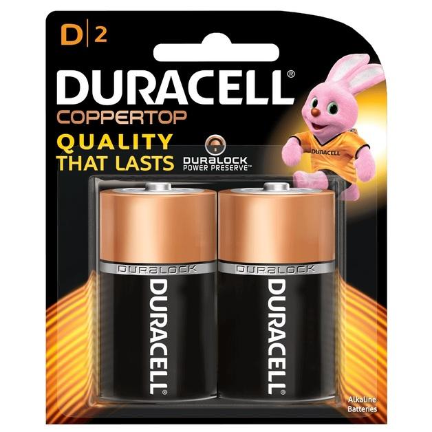 Duracell Coppertop D2 Batteries 2pk