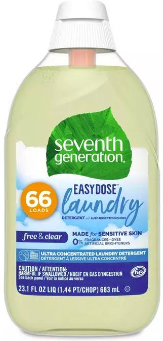 Seventh Generation Laundry Detergent, Ultra Concentrated EasyDose, Free & Clear, 23.1 oz