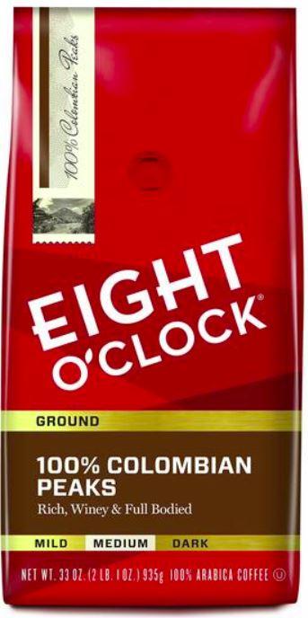 Eight O' Clock 100% Colombian Peaks Medium Ground Coffee