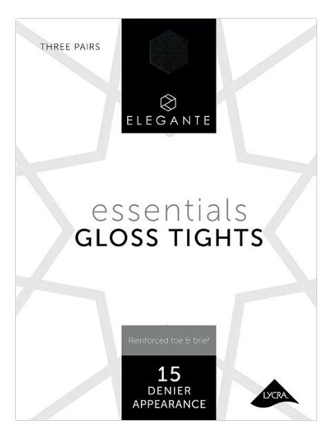 Elegante Essential Gloss Black Reinforced Toe Tights